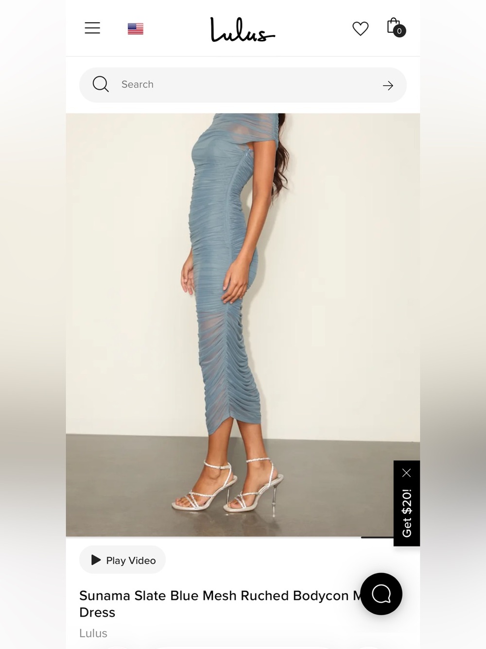 Lulus Sunama Slate Blue Mesh Ruched Bodycon Midi Dress